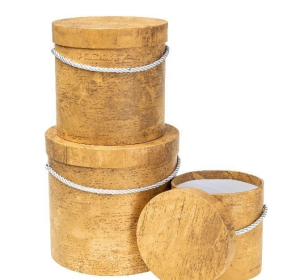 Opakowanie Pudełko Flower Box 3szt drewno żółte ROZETTE