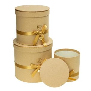 Opakowanie Pudełko Flower Box z kokardą 3szt beżowy ROZETTE