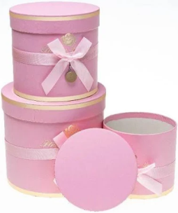 Opakowanie Pudełko Flower Box z kokardą 3szt c.róż ROZETTE