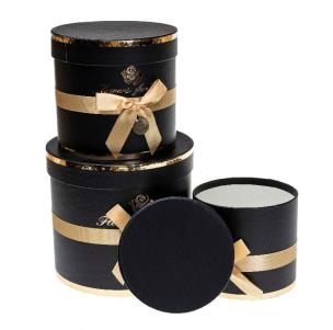 Opakowanie Pudełko Flower Box z kokardą 3szt czarny ROZETTE