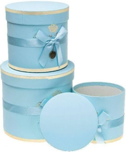 Opakowanie Pudełko Flower Box z kokardą 3szt niebiesk ROZETTE