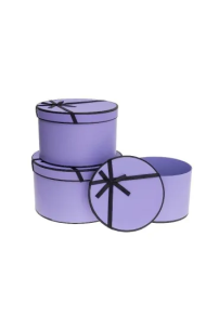 Opakowanie Pudełko Flower Box z kokardą 3szt purpur ROZETTE