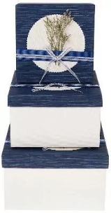 Opakowanie Pudełko kwadrat z kokardą 3szt ROZETTE