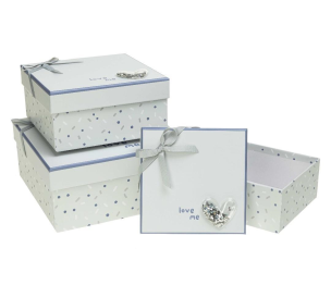 Opakowanie Pudełko kwadrat z kokardą 3szt ROZETTE