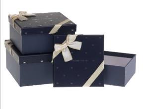 Opakowanie Pudełko kwadratowe z kokardą 3szt ROZETTE