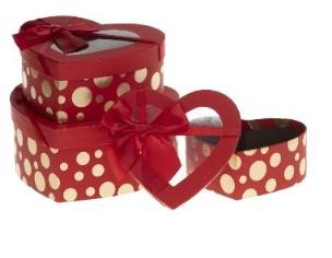 Opakowanie Pudełko ozdobne serce 3szt czerwone ROZETTE