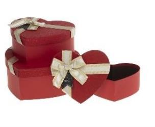 Opakowanie Pudełko ozdobne serce 3szt czerwone ROZETTE