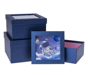 Opakowanie Pudełko prezentowe dziecięce 3szt kosmos ROZETTE