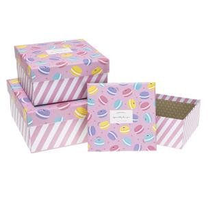 Opakowanie Pudełko prezentowe dziecięce 3szt różowy ROZETTE