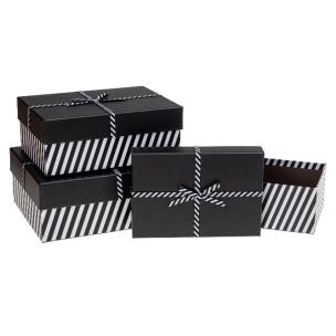 Opakowanie Pudełko prezentowe z kokardą 3szt czarny ROZETTE