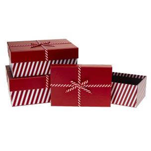Opakowanie Pudełko prezentowe z kokardą 3szt czerwony ROZETTE