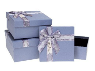 Opakowanie Pudełko prezentowe z kokardą 3szt nieb ROZETTE