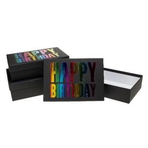 Opakowanie Pudełko prostokątne 3szt urodziny ROZETTE