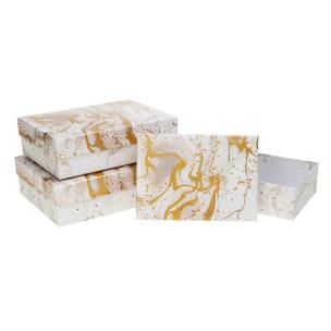 Opakowanie Pudełko prostokątne z kokardą 3szt marmur ROZETTE