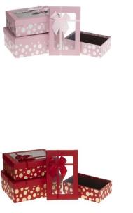 Opakowanie Pudełko prostokątne z kokardą 3szt mix ROZETTE