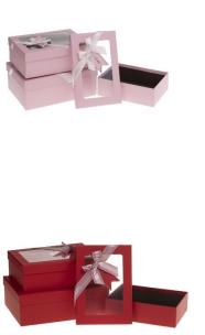 Opakowanie Pudełko prostokątne z kokardą 3szt mix ROZETTE