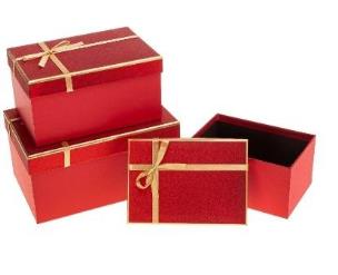 Opakowanie Pudełko prostokątne z kokardą 3szt mix ROZETTE