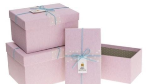 Opakowanie Pudełko prostokątne z kokardą 3szt różowy ROZETTE