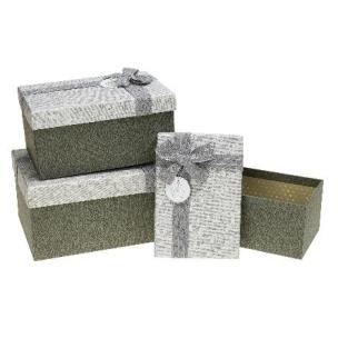 Opakowanie Pudełko prostokątne z kokardą 3szt szary ROZETTE