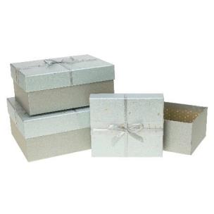 Opakowanie Pudełko prostokątne z kokardą 3szt zielony ROZETTE