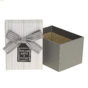 Opakowanie Pudełko prostokątne z kokardą szary ROZETTE