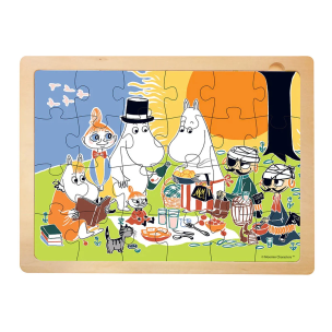 Puzle 24 drewniane Muminki - Piknik. Wydawca: Barbo Toys. Multiszop.pl Opakowanie Puzle 24 drewniane Muminki - Piknik