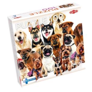 Puzzle 100 el. Zabawne psiaki. Wydawca: Tactic. Multiszop.pl Opakowanie Puzzle 100 el. Zabawne psiaki