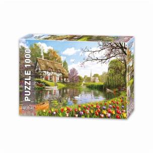 Opakowanie Puzzle 1000 Chata nad pięknym stawem