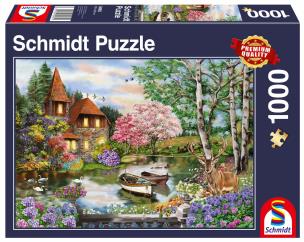 Puzzle 1000 Dom nad jeziorem. Wydawca: G3. Multiszop.pl Opakowanie Puzzle 1000 Dom nad jeziorem