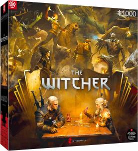 Puzzle 1000 The Witcher (Wiedźmin) Playing Gwent. Wydawca: GOOD LOOT. Multiszop.pl Opakowanie Puzzle 1000 The Witcher (Wiedźmin) Playing Gwent