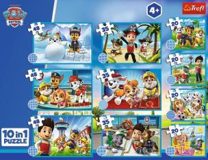 Opakowanie Puzzle 10w1 Dzielna drużyna Psiego Patrolu TREFL