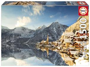 Puzzle 1500 Hallstatt zimą Austria. Wydawca: Educa. Multiszop.pl Opakowanie Puzzle 1500 Hallstatt zimą Austria