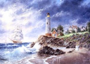 Opakowanie Puzzle 1500 Latarnia morska nad klifem