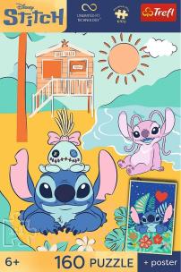 Opakowanie Puzzle 160 Stitch na fali + plakat TREFL