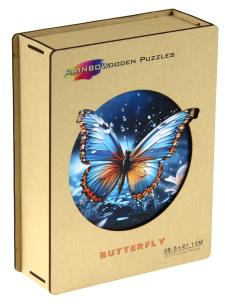 Puzzle 200 drewniane kolorowe Motyl. Wydawca: EUREKA 3D. Multiszop.pl Opakowanie Puzzle 200 drewniane kolorowe Motyl