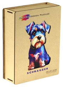 Puzzle 200 drewniane kolorowe Pies Sznaucer. Wydawca: EUREKA 3D. Multiszop.pl Opakowanie Puzzle 200 drewniane kolorowe Pies Sznaucer