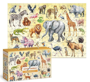 Puzzle 200 Montessori Safari animals. Wydawca: Dodo. Multiszop.pl Opakowanie Puzzle 200 Montessori Safari animals