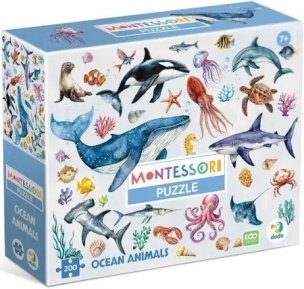 Puzzle 200 Montessori Zwierzęta oceaniczne. Wydawca: Dodo. Multiszop.pl Opakowanie Puzzle 200 Montessori Zwierzęta oceaniczne