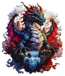 Opakowanie Puzzle 287 drewniane kolorowe Smok