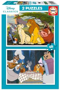 Puzzle 2x48 Król Lew Zakochany kundel. Wydawca: Educa. Multiszop.pl Opakowanie Puzzle 2x48 Król Lew Zakochany kundel