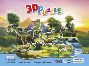 Puzzle 3D 46 Dinozaury. Wydawca: O-press. Multiszop.pl Opakowanie Puzzle 3D 46 Dinozaury