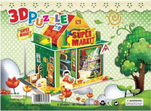 Puzzle 3D 46 Supermarket. Wydawca: O-press. Multiszop.pl Opakowanie Puzzle 3D 46 Supermarket