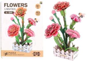Opakowanie Puzzle 3D drewniane kwiaty goździki