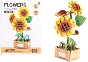 Opakowanie Puzzle 3D drewniane kwiaty słonecznik