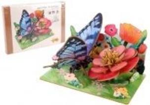 Opakowanie Puzzle 3D drewniane motyl na kwiatach