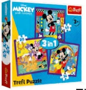 Opakowanie Puzzle 3w1 Miki i jego wesoła ekipa TREFL