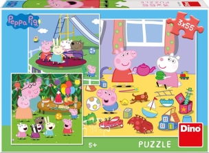 Puzzle 3x55 Świnka Peppa Na wakacjach. Wydawca: Dino Toys. Multiszop.pl Opakowanie Puzzle 3x55 Świnka Peppa Na wakacjach