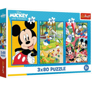 Opakowanie Puzzle 3x80 Ekipa Myszki Miki TREFL