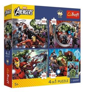 Opakowanie Puzzle 4w1 Avengers + plakat TREFL
