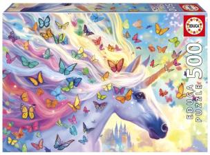 Puzzle 500 Jednorożec i kolorowe motyle. Wydawca: Educa. Multiszop.pl Opakowanie Puzzle 500 Jednorożec i kolorowe motyle